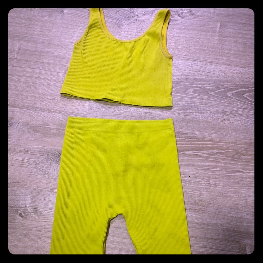 Workout set women’s biker seamless shorts crop